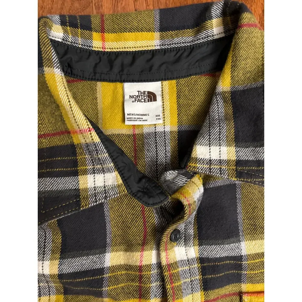 The North‎ Face Arroyo Men's Yellow Gray Flannel Shirt- Long Sleeve Size XXL